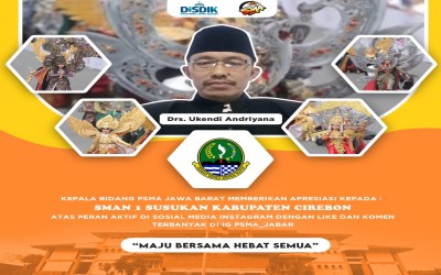 SMA Negeri 1 Susukan Raih Penghargaan dari Direktorat PSMA Provinsi Jawa Barat sebagai sekolah aktif di media sosial instagram